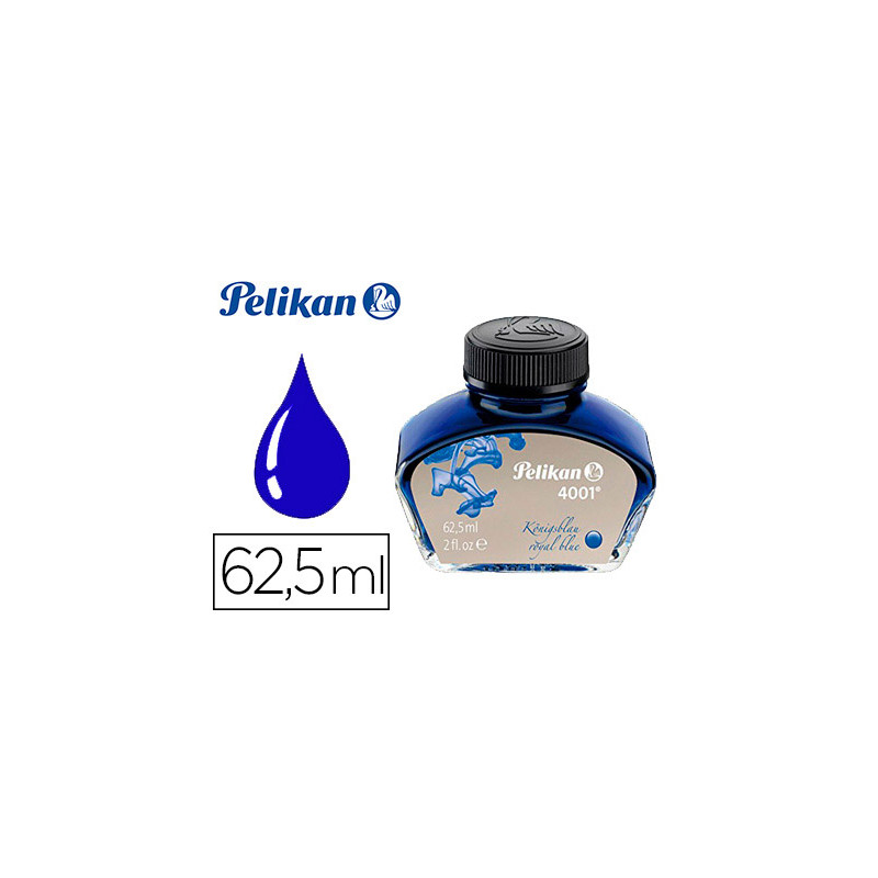 Tinta estilografica pelikan 4001 azul real frasco de 62,5 ml