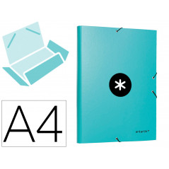 Carpeta liderpapel antartik gomas a4 3 solapas carton forrado color menta
