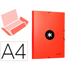 Carpeta liderpapel antartik gomas a4 3 solapas carton forrado color roja