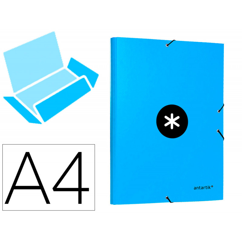 Carpeta antartik gomas tres solapas carton forrado a4 color azul
