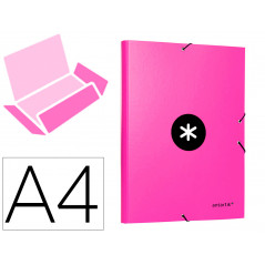 Carpeta liderpapel antartik gomas a4 3 solapas carton forrado color rosa