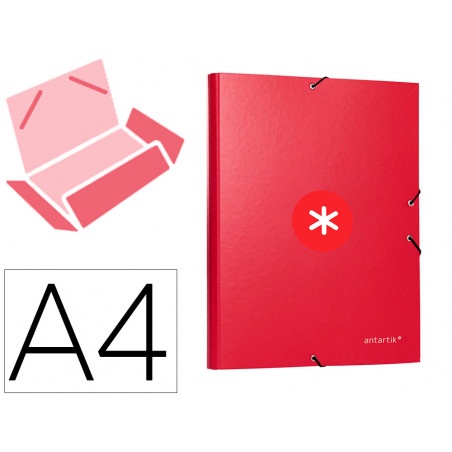 Carpeta liderpapel antartik gomas a4 3 solapas carton forrado color frambuesa
