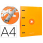 Carpeta con recambio antartik a4 cuadro 5mm forrada 4 anillas 40mm redondas con solapa color mostaza