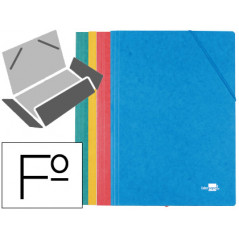 Carpeta liderpapel gomas folio 3 solapas carton simil prespan colores surtidos pack 4