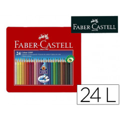 Lapices de colores faber castell acuarelable colour grip triangular caja metalica de 24 colores surtidos