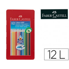 Lapices de colores faber castell acuarelable colour grip triangular caja metalica de 12 colores surtidos