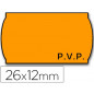 Etiquetas meto onduladas 26x12 mm pvp naranja fluor adh.2 rollo 1500 etiquetas para etiquetadora tovel