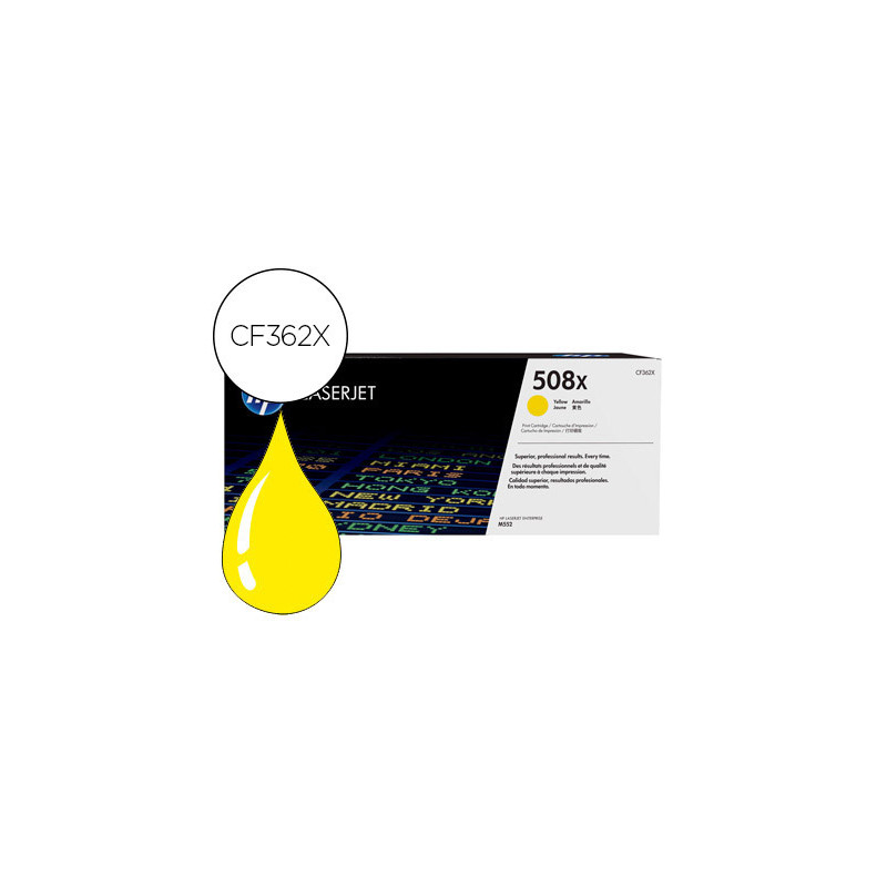 Toner hp 508x laserjet m552 / 553 / 577 amarillo 9.500 pag