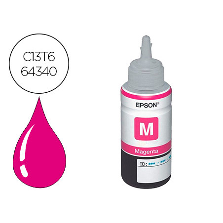 Tinta epson t6643 et2500/2550/ /14000/l475/565/575/4500 magenta botella 70 ml 6.500 pag