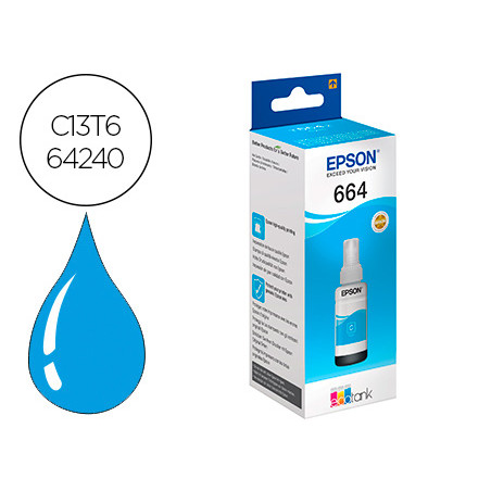 Tinta epson t6642 et2500/2550/ /14000/l475/565/575/4500 cian botella 70 ml 6.500 pag