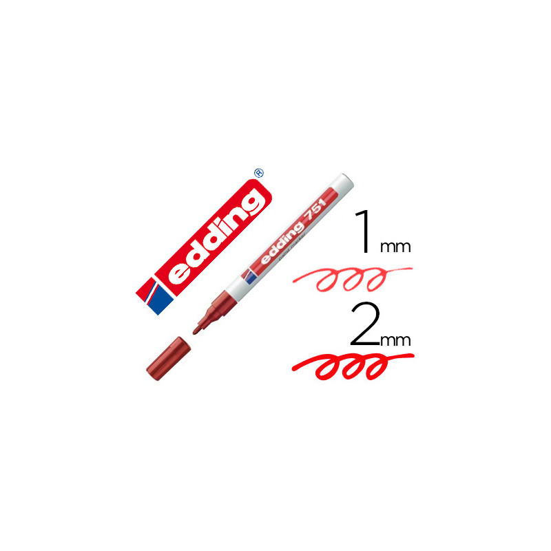 Rotulador edding punta fibra 751 rojo punta redonda 1-2 mm
