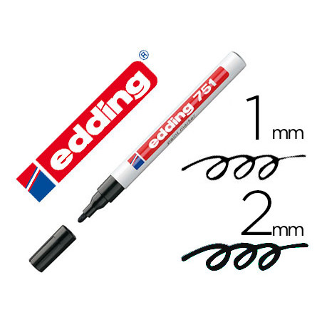 Rotulador edding punta fibra 751 negro punta redonda 1-2 mm