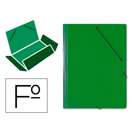 Carpeta saro gomas tres solapas carton folio color verde
