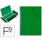 Carpeta saro gomas tres solapas carton folio color verde