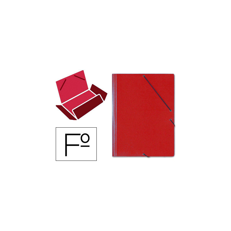 Carpeta saro gomas tres solapas carton folio color rojo