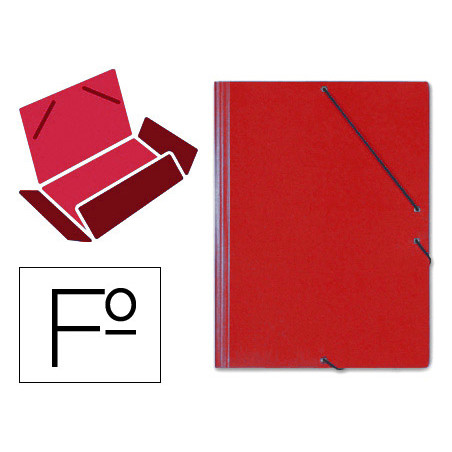 Carpeta saro gomas tres solapas carton folio color rojo