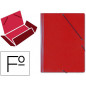 Carpeta saro gomas tres solapas carton folio color rojo