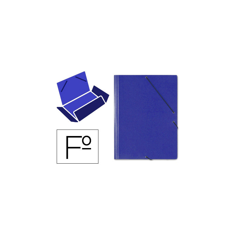 Carpeta saro gomas tres solapas carton folio color azul