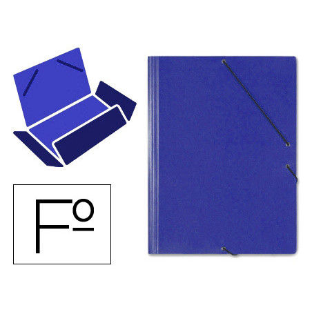 Carpeta saro gomas tres solapas carton folio color azul