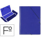Carpeta saro gomas tres solapas carton folio color azul