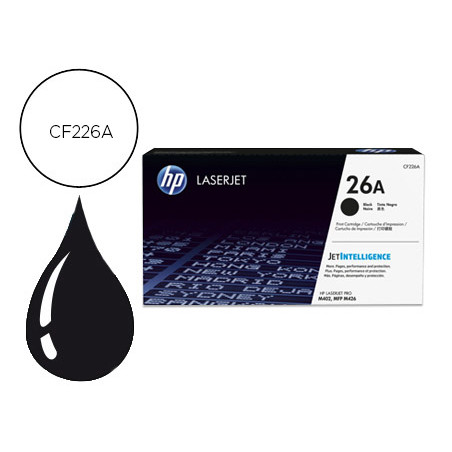 Toner hp 26a laserjet pro m402d/m402dn/m402dw/m402n/mfp m426dw/mfp m426fdn/mfp m426fdw negro 3100 paginas