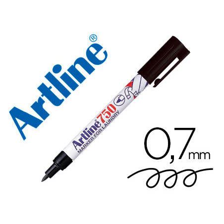 Rotulador artline marcador permanente ek-750 negro punta redonda 0,7 mm brico para marcar ropa