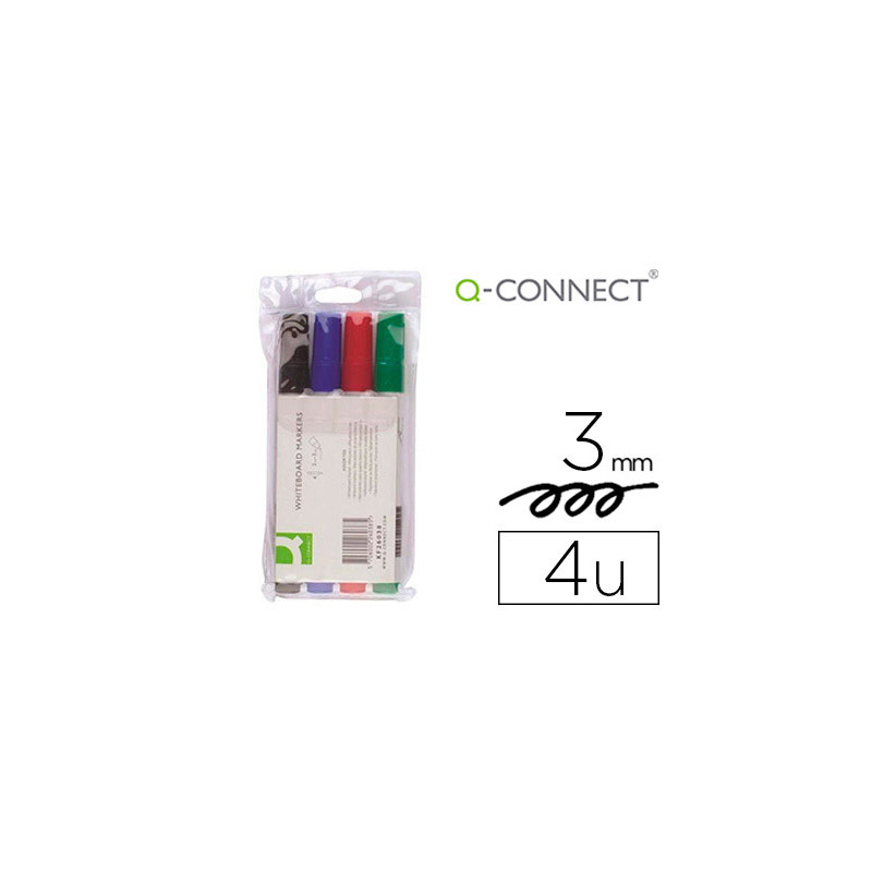 Rotulador q-connect pizarra blanca 4 colores surtidos punta redonda 3.0 mm