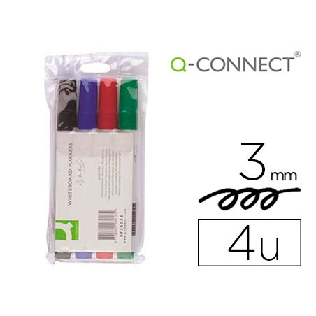 Rotulador q-connect pizarra blanca 4 colores surtidos punta redonda 3.0 mm