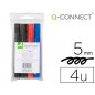 Rotulador q-connect marcador permanente estuche de 4 colores surtidos punta biselada 5.0 mm Rotulador q-connect marcador permanente estuche de 4 colores surtidos punta biselada 5.0 mm