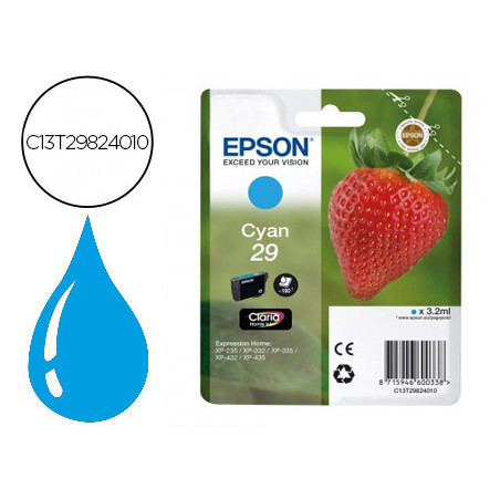 Ink-jet epson home 29 t2982 xp435/330/335/332/430/235/432 cian 175 pag