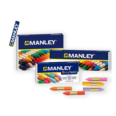 Lote lapices cera manley 10 cajas manley 15 colores + 10 cajas manley 24 colores + 10 cajas manley fluor/pastel 10