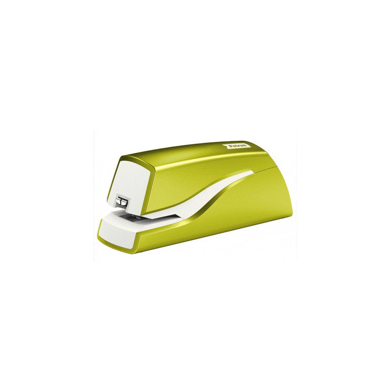 Grapadora petrus electrica e-310 wow verde metalizado capacidad 12 hojas usa grapa nº 10