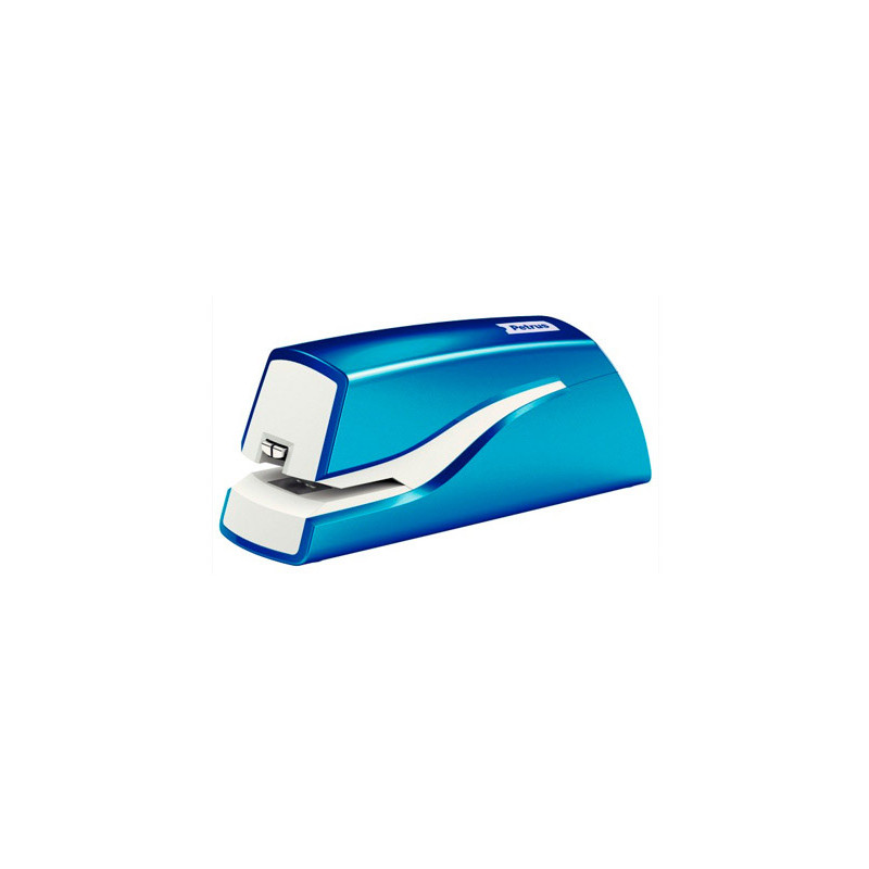 Grapadora petrus electrica e-310 wow azul metalizado capacidad 12 hojas usa grapa nº 10