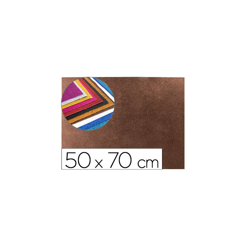 Goma eva con purpurina biodegradable liderpapel 50x70cm 60g/m2 espesor 2 mm marron