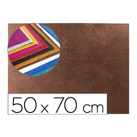 Goma eva con purpurina liderpapel 50x70cm 60g/ m2 espesor 2 mm marron
