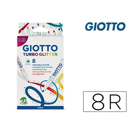 Rotulador giotto turbo glitter purpurina caja de 8 unidades