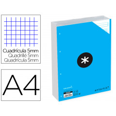 Recambio liderpapel a4 100 hojas 100g/m2 cuadro 5 mm 4 taladros bandas de 5 colores antartik