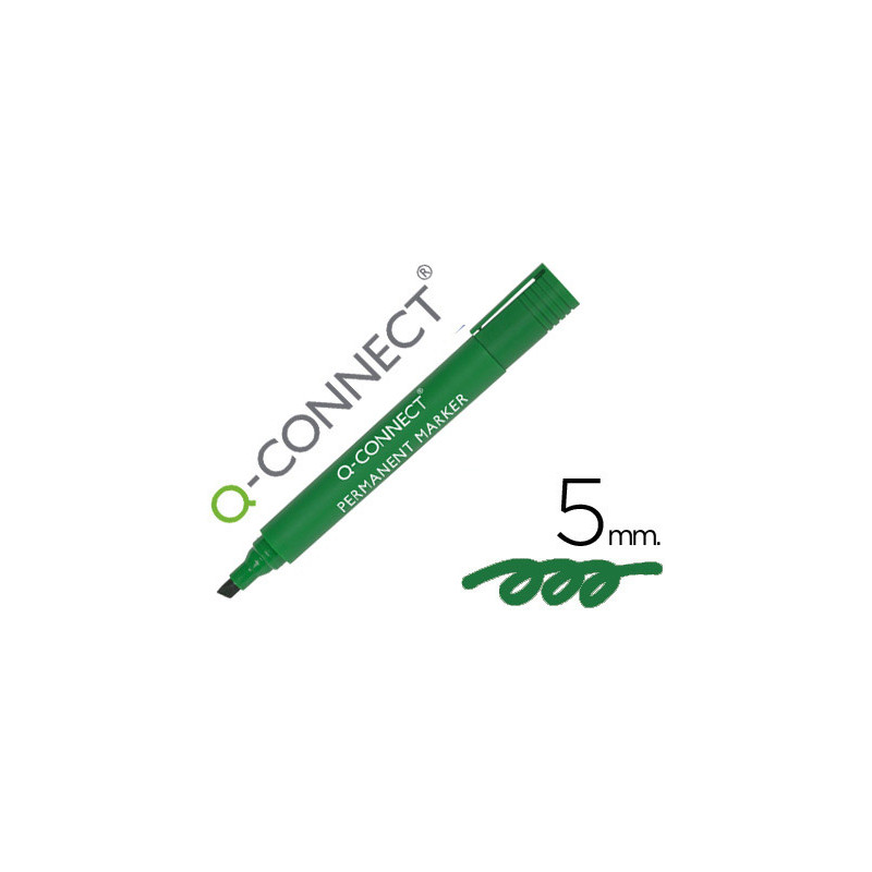Rotulador q-connect marcador permanente verde punta biselada 5.0 mm