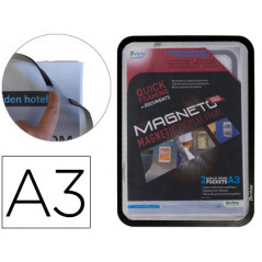 Marco porta anuncios tarifold magneto din a3 con 4 bandas magneticas en el dorso color negro pack de 2 unidades