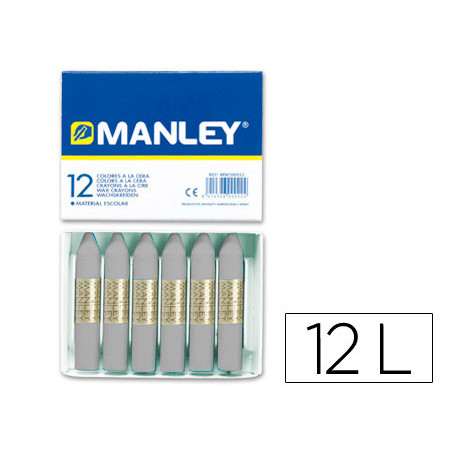 Lapices cera manley unicolor gris n.72 caja de 12 unidades