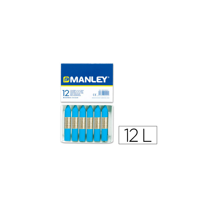 Lapices cera manley unicolor azul cobalto n.20 caja de 12 unidades