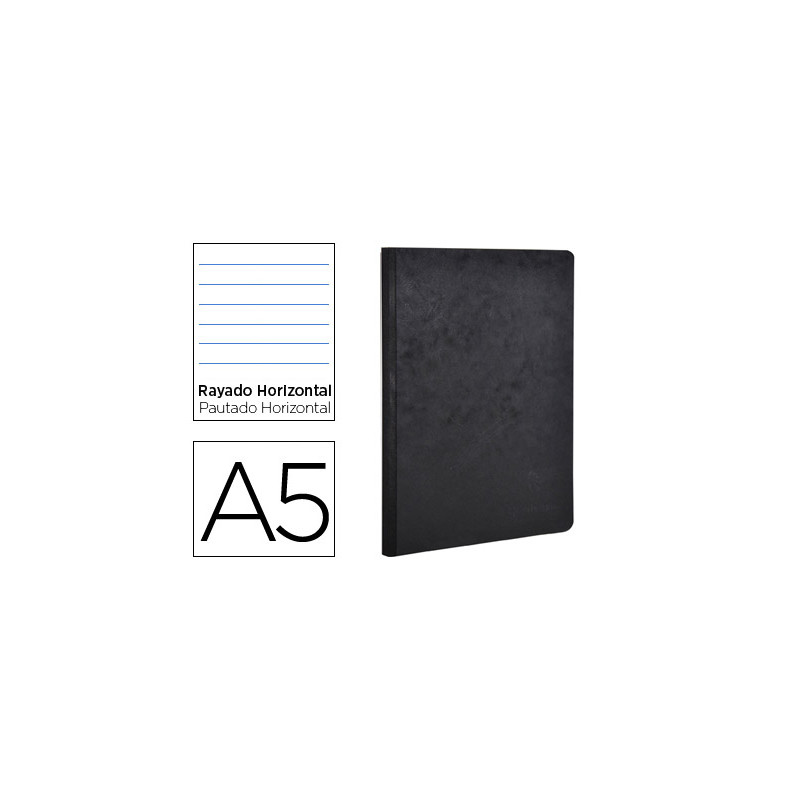 Libreta age-bag tapa cartulina lomo cosido rayado horizontal 96 hojas color negro 148x210 mm