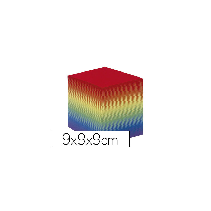 Taco papel quo vadis encolado colores arco iris 680 hojas 100% reciclado 90x90x90 mm 90 gr