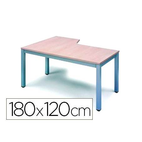 Mesa oficina rocada serie executive forma en l derecha 180x120 cm acabado ad02 aluminio/gris