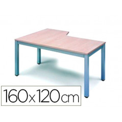 Mesa oficina rocada serie executive forma en l derecha 160x120 cm acabado ad04 aluminio/blanco