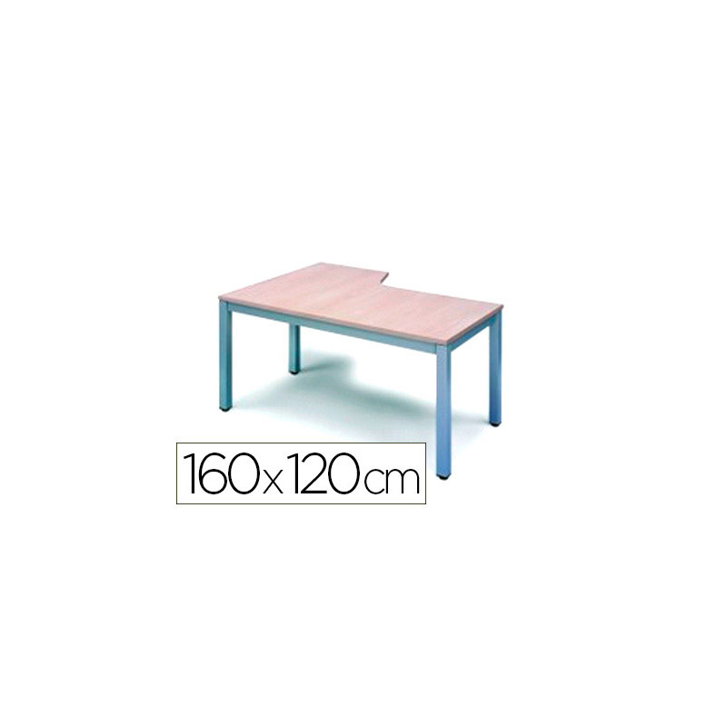 Mesa oficina rocada serie executive forma en l derecha 160x120 cm acabado ad02 aluminio/gris