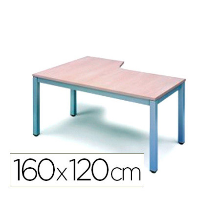 Mesa oficina rocada serie executive forma en l derecha 160x120 cm acabado ad02 aluminio/gris