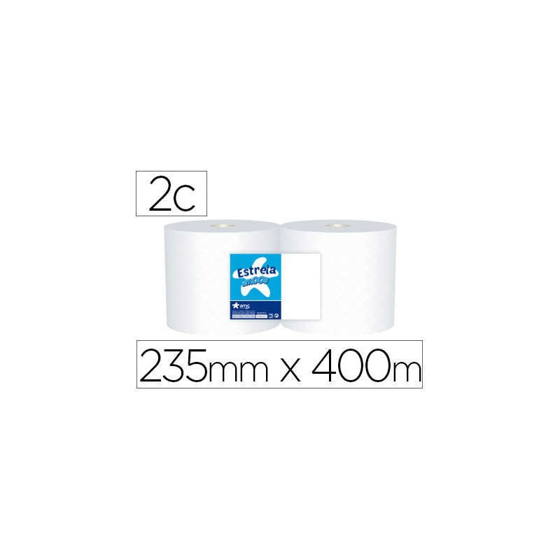 Papel secamanos industrial amoos 2 capas 222 mm x 400 mt paquete de 2 rollos
