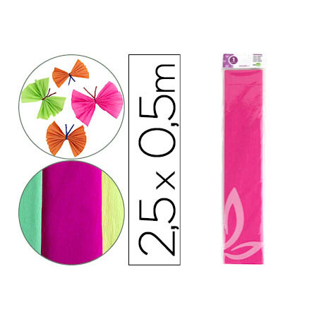Papel crespon liderpapel 50 cm x 2,5 m 34g/m2 rosa fluorescente