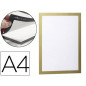 Marco porta anuncios durable magnetico din a4 dorso adhesivo removible color oro pack de 2 unidades